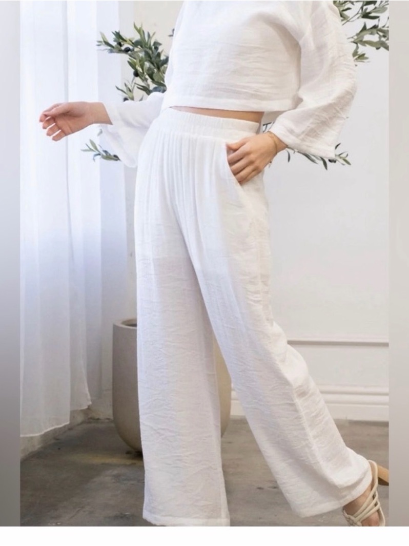 Blu Pepper White Crinkle Gauze Pants, Nwt, Sz M